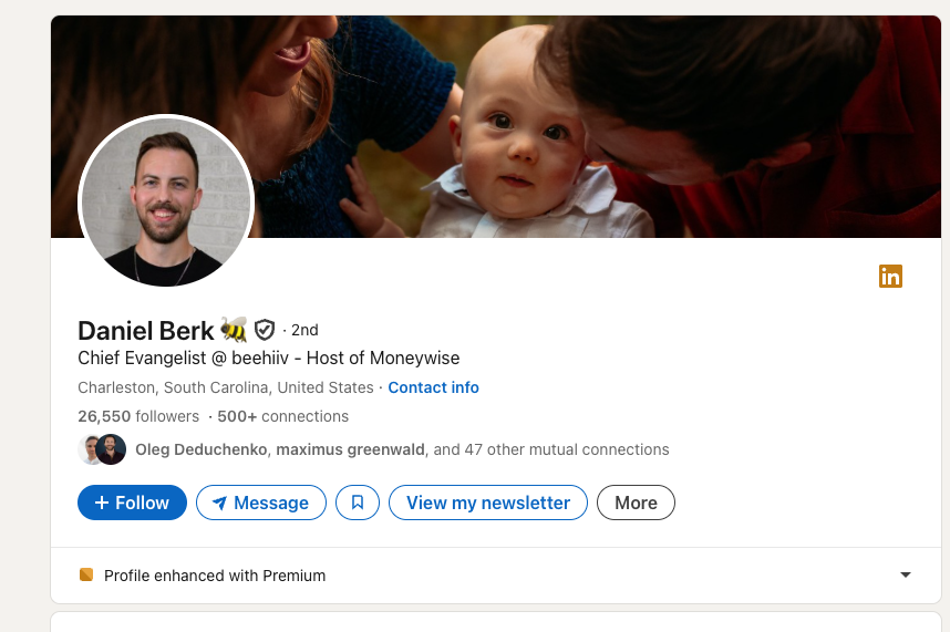 Daniel Berk's LinkedIn profile screenshot
