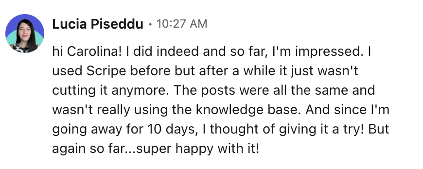 Lucia testimonial